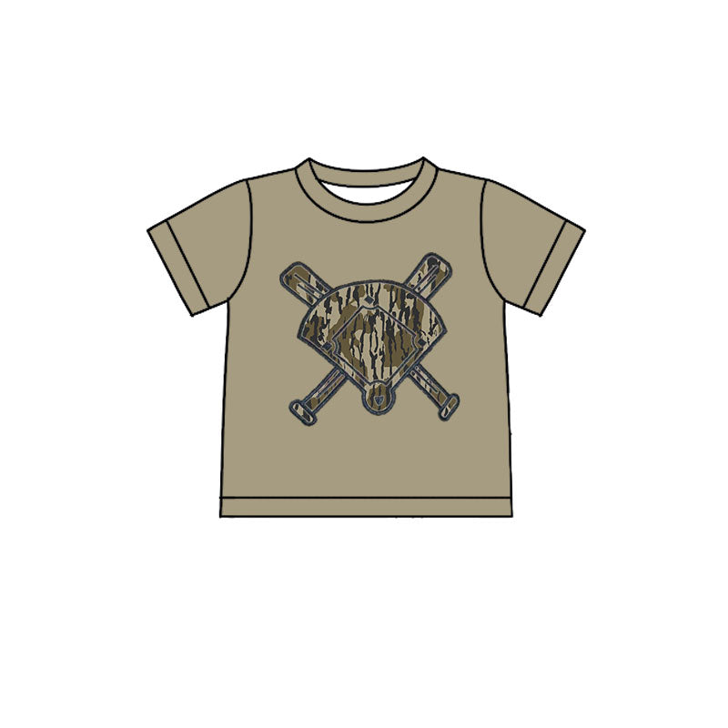 10.21 BT1419 Pre order No Moq Baby Boys Brown Camo Baseball Short Sleeve Team T-shirts