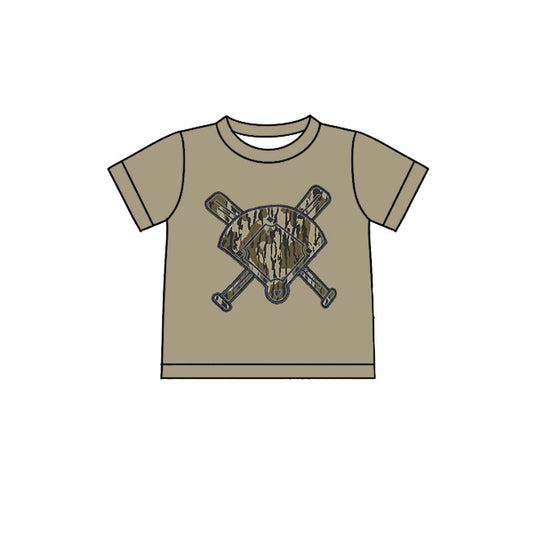 10.21 BT1419 Pre order No Moq Baby Boys Brown Camo Baseball Short Sleeve Team T-shirts