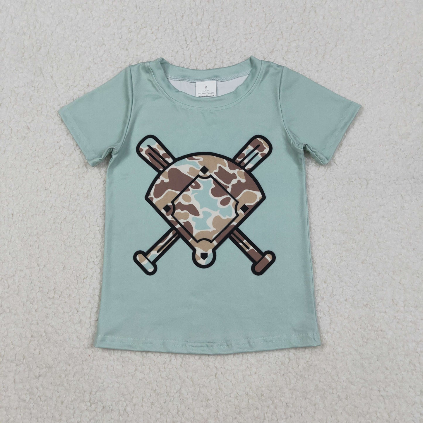 11.12 RTS NO MOQ （In stock）BT1422 Baby Boys Short Sleeve Camo Baseballs Team T-shirts Top