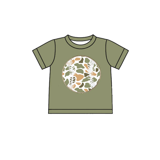 10.22 BT1432 Pre order No Moq Baby Boys Green Short Sleeve Camo Baseballs Team T-shirts Top
