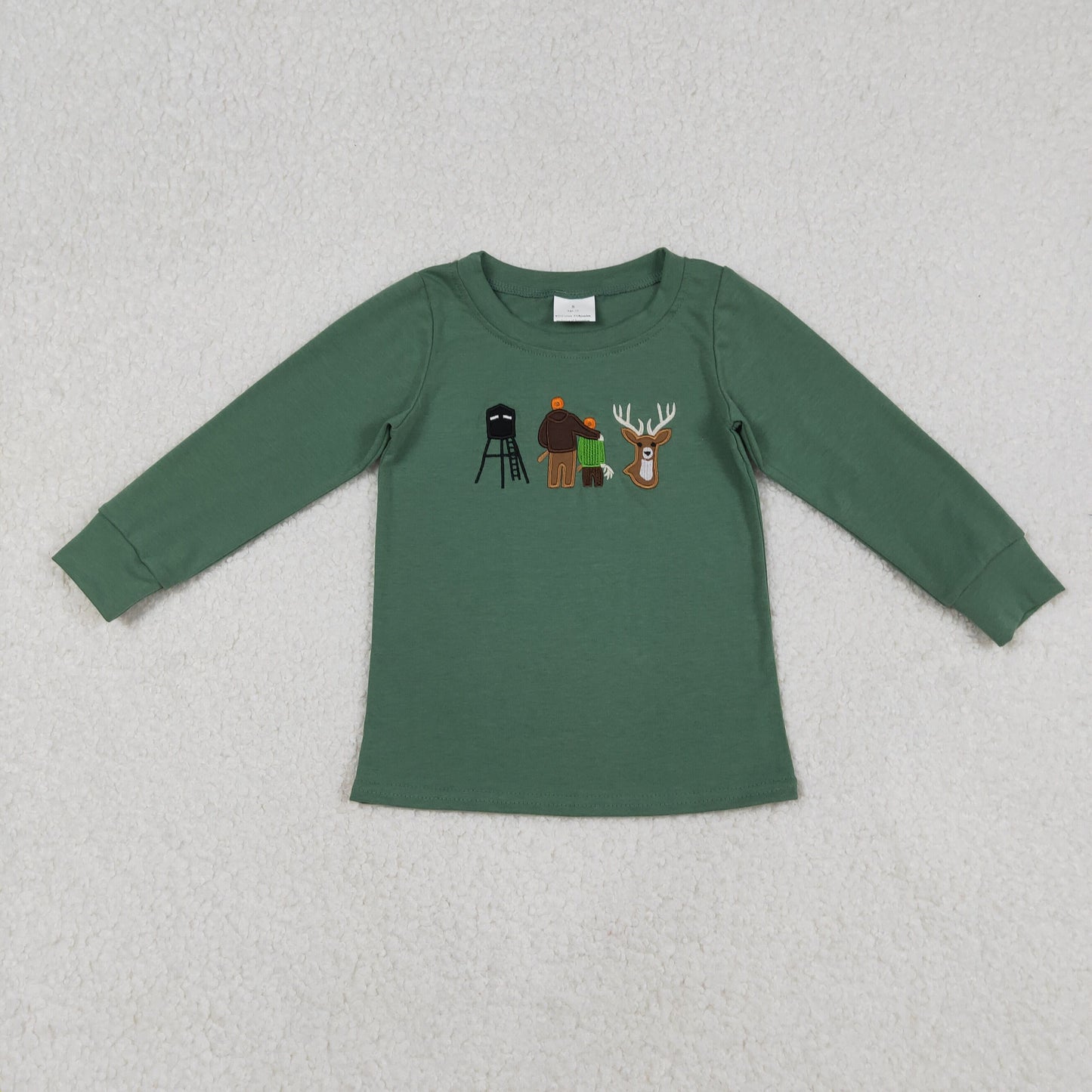 12.11 RTS NO MOQ （In stock）BT1438 Embroidery Deer Baby Boys Hunting T-shirts Top
