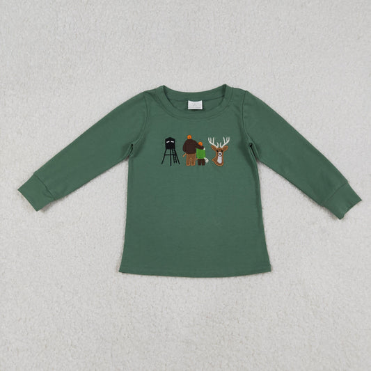 12.11 RTS NO MOQ （In stock）BT1438 Embroidery Deer Baby Boys Hunting T-shirts Top