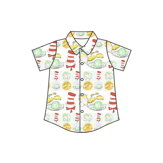 10.23 (Pre Order) No moq BT1465 PRE-ORDER Baby Boys Mr Reading Button Shirts Top