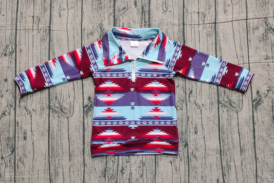 10.31 BT1467 Sample No Moq Baby Boys Aztec Zipper Western Pullovers Top