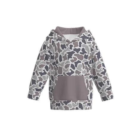 10.27 BT1469 Pre order No Moq Baby Boys Long Sleeve Grey Camo Pocket Southern Hoodies Top