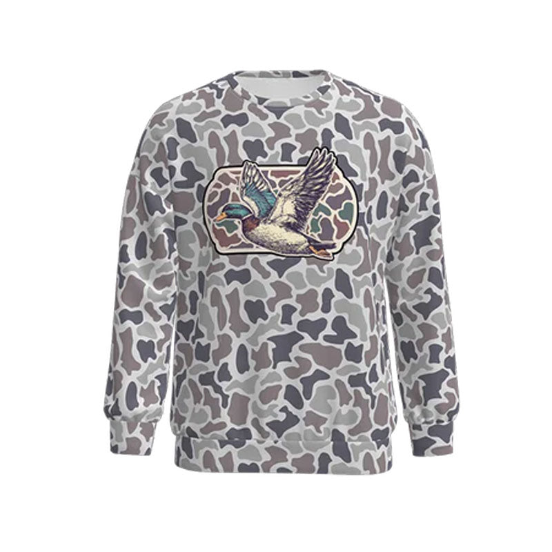 10.27 BT1475 Pre order No Moq Adult Men Long Sleeve Grey Camo Ducks Southern Hunting T-shirts Top