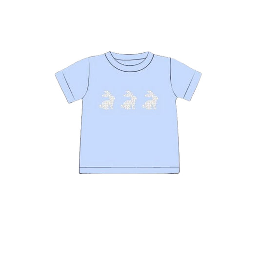 10.31 BT1488 Pre order No Moq Baby Boys Blue Short Sleeve Rabbits Easter T-shirts Top