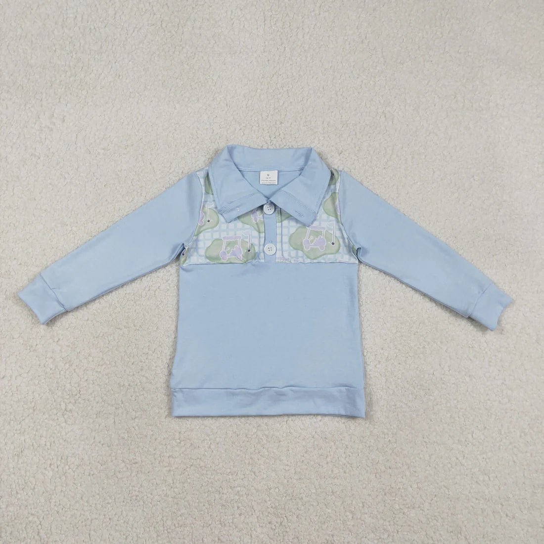 3.18 RTS Sibling Baby Boys Girls Long Sleeve Golf Checked Button Pullovers Top