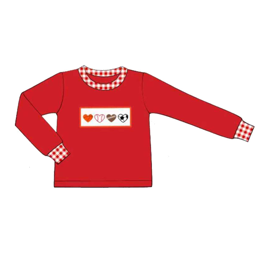 11.3 BT1503 Pre order No Moq Baby Boys Long Sleeve Hearts Balls Valentine T-shirts Top