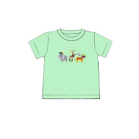 11.4 BT1506 Pre order No Moq Baby Boys Green Short Sleeve Animals T-shirts Top