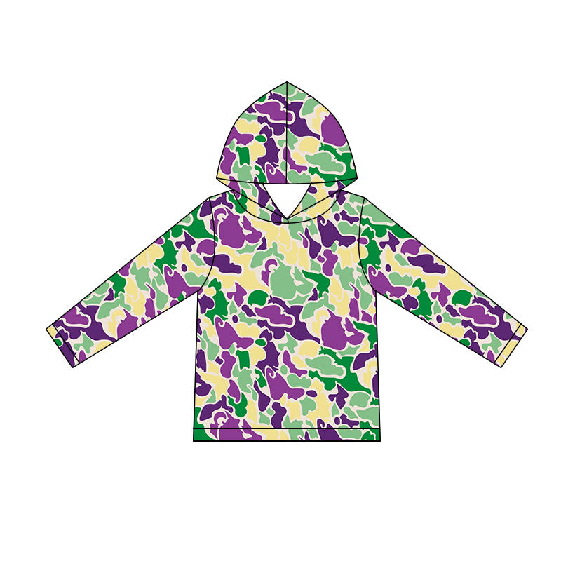 11.5 BT1507 Pre order No Moq Baby Boys Mardigras Camo Long Sleeve Hoodies Top