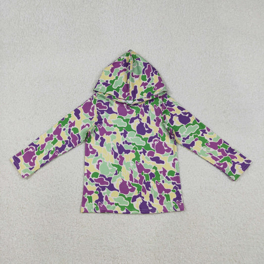 12.8 RTS NO MOQ （In stock）BT1507 Baby Boys Mardigras Camo Long Sleeve Hoodies Top