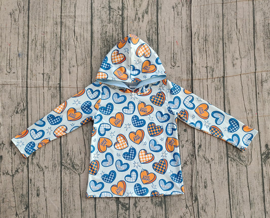11.20 BT1510 Sample No Moq Baby Boys Blue Orange Hearts Stars Valentine Hoodies Top
