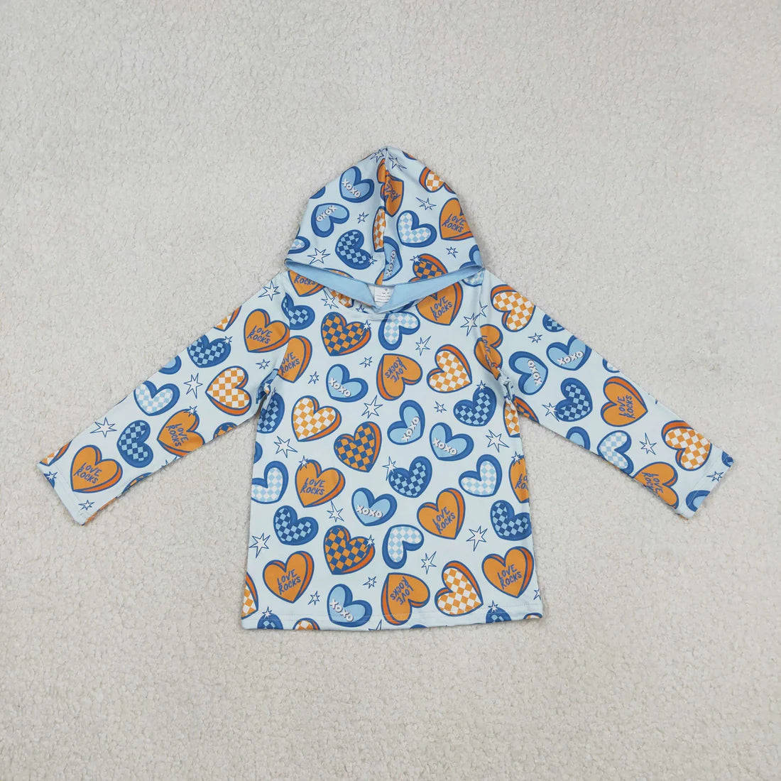 12.13 RTS Sibling Baby Boys Colorful Hearts Cars Valentines Hoodies Top