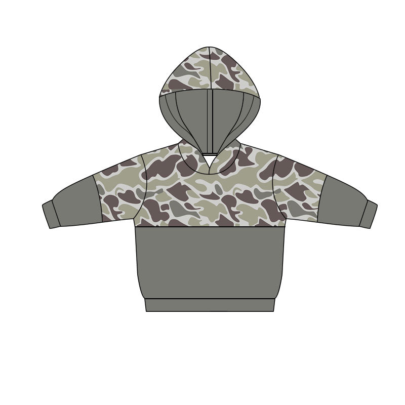 11.6 BT1513 Pre order No Moq Baby Boys Grey Camo Southern Hoodies Top
