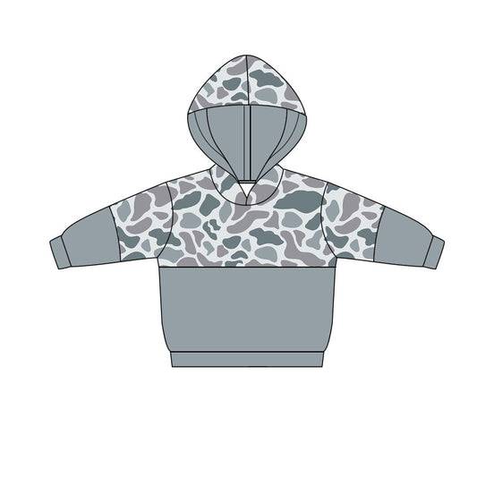 11.6 BT1515 Pre order No Moq Baby Boys Light Grey Camo Southern Hoodies Top