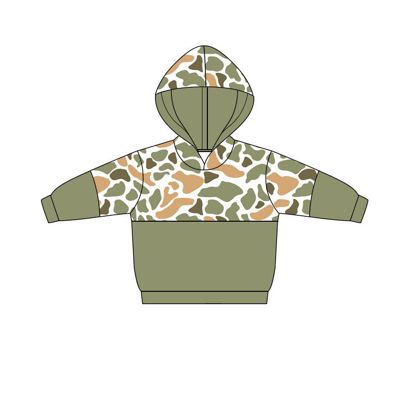 11.6 BT1519 Pre order No Moq Baby Boys Green Orange Camo Southern Hoodies Top