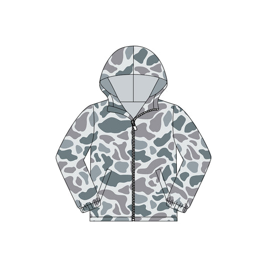 11.7 BT1525 Pre order No Moq Baby Boys Light Grey Camo Pockets Zipper Southern Hoodies Jackets Top