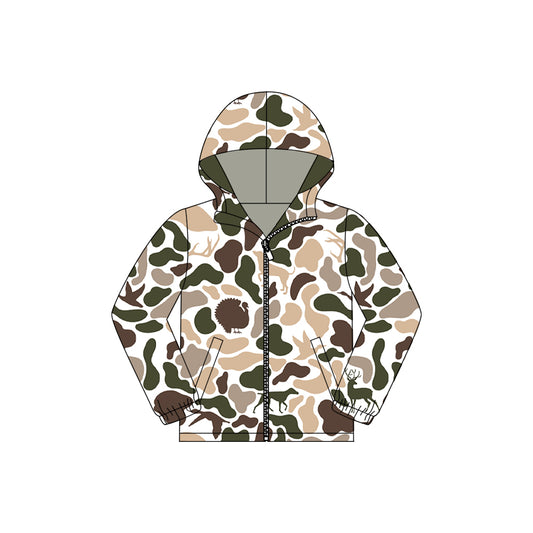 11.7 BT1527 Pre order No Moq Baby Boys Dogs Ducks Deer Camo Pockets Zipper Southern Hoodies Jackets Top