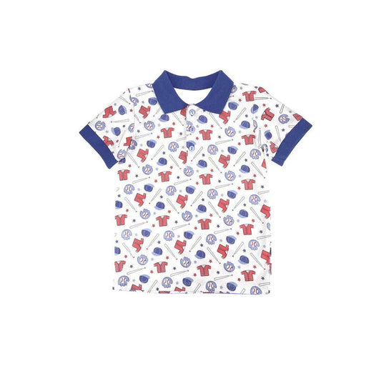 11.7 BT1539 Pre order No Moq Baby Boys Baseballs Plaid Button Team Pullovers Top