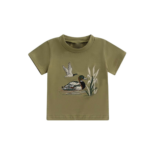 11.7 BT1541 Pre order No Moq Baby Boys Short Sleeve Green Ducks Hunting T-Shirts Top
