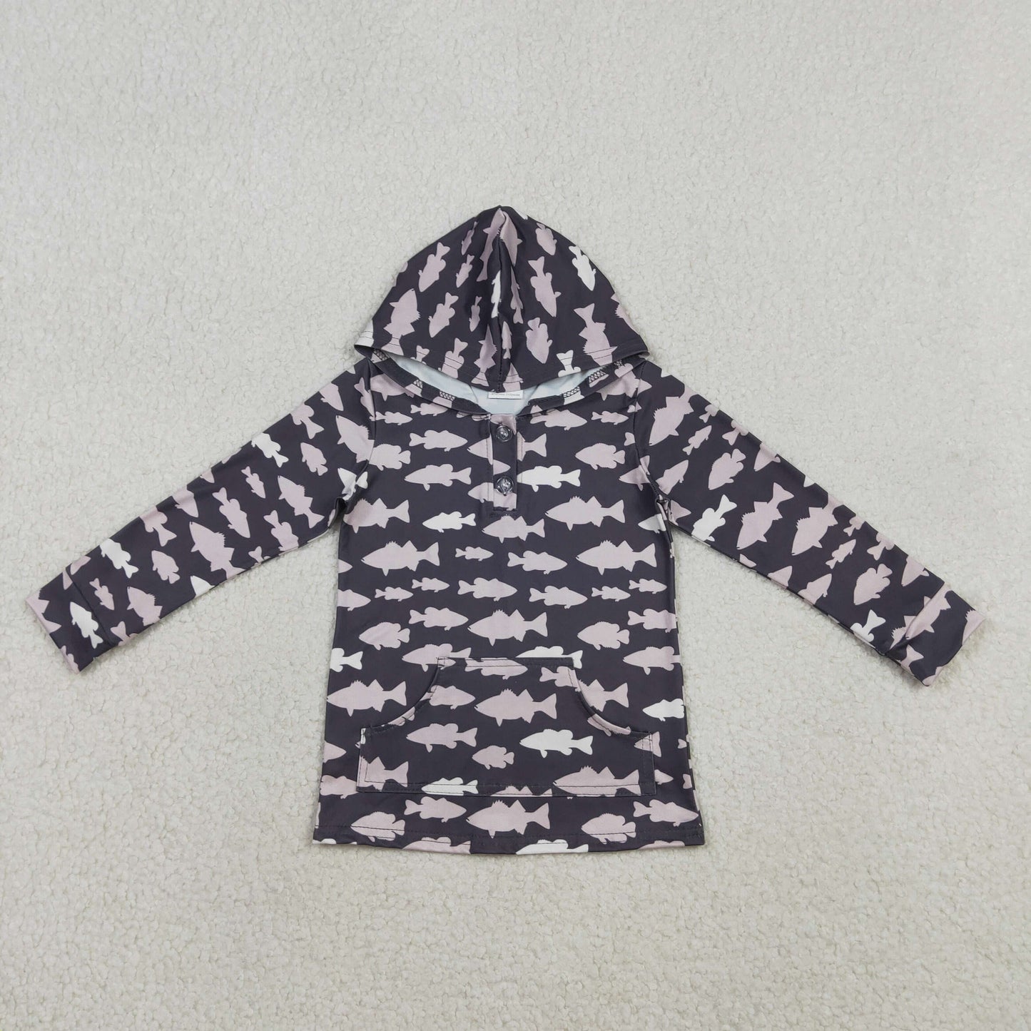 3.30 RTS NO MOQ （In stock）BT1545 Long sleeves fish pocket baby kids hoodie