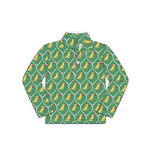 11.12 BT1559 Pre order No Moq Baby Boys Dogs Checked Zipper Hunting Pullovers Top