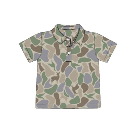 11.13 BT1560 Pre order No Moq Baby Boys Deer Dogs Ducks Camo Hunting Button Polo Shirts Top