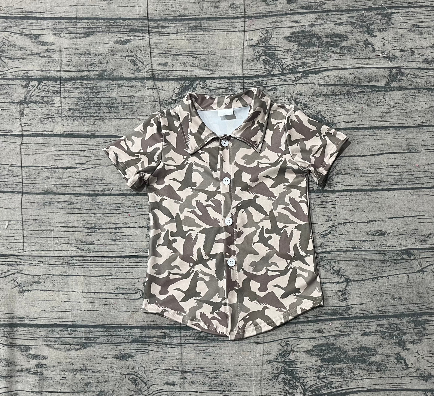 12.10 BT1562 Sample No Moq Baby Boys Ducks Camo Hunting Button Shirts Top