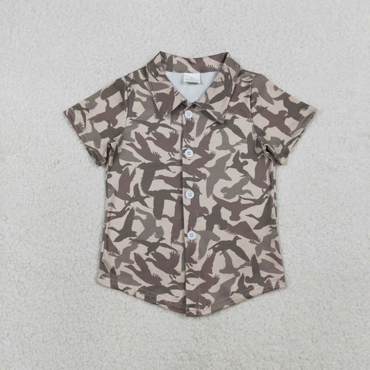 1.19 RTS NO MOQ （In stock）BT1562 Baby Boys Southern Ducks Camo Hunting Button Shirts Top
