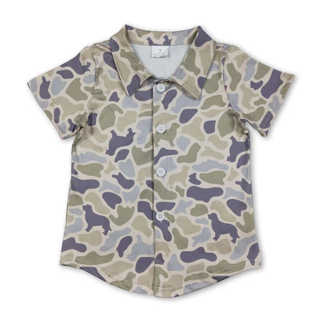 RTS Sibling Baby Boys Short Sleeve Southern Hunting Camo Button Shirts Top