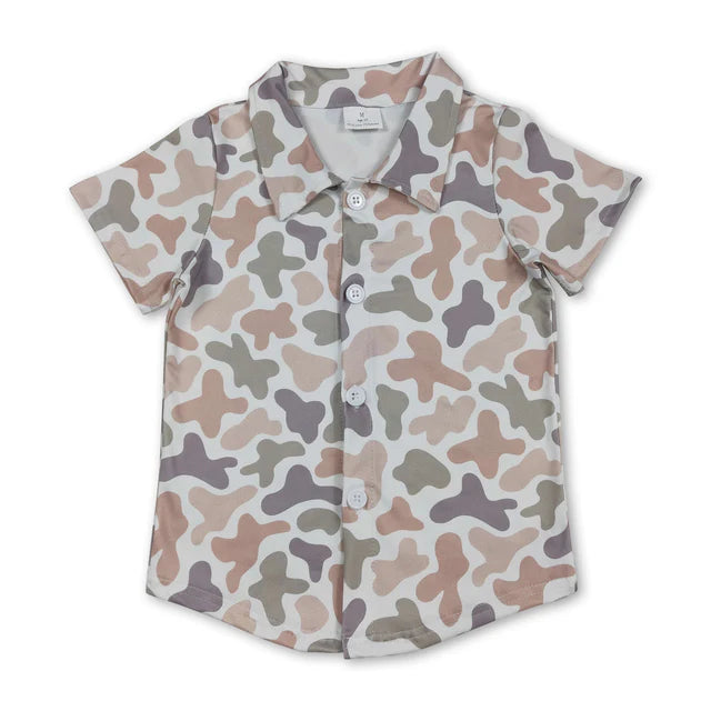 RTS Sibling Baby Boys Short Sleeve Southern Hunting Camo Button Shirts Top