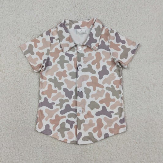 1.9 RTS NO MOQ （In stock）BT1564 Baby Boys Southern Light Grey Khaki Camo Button Shirts Top