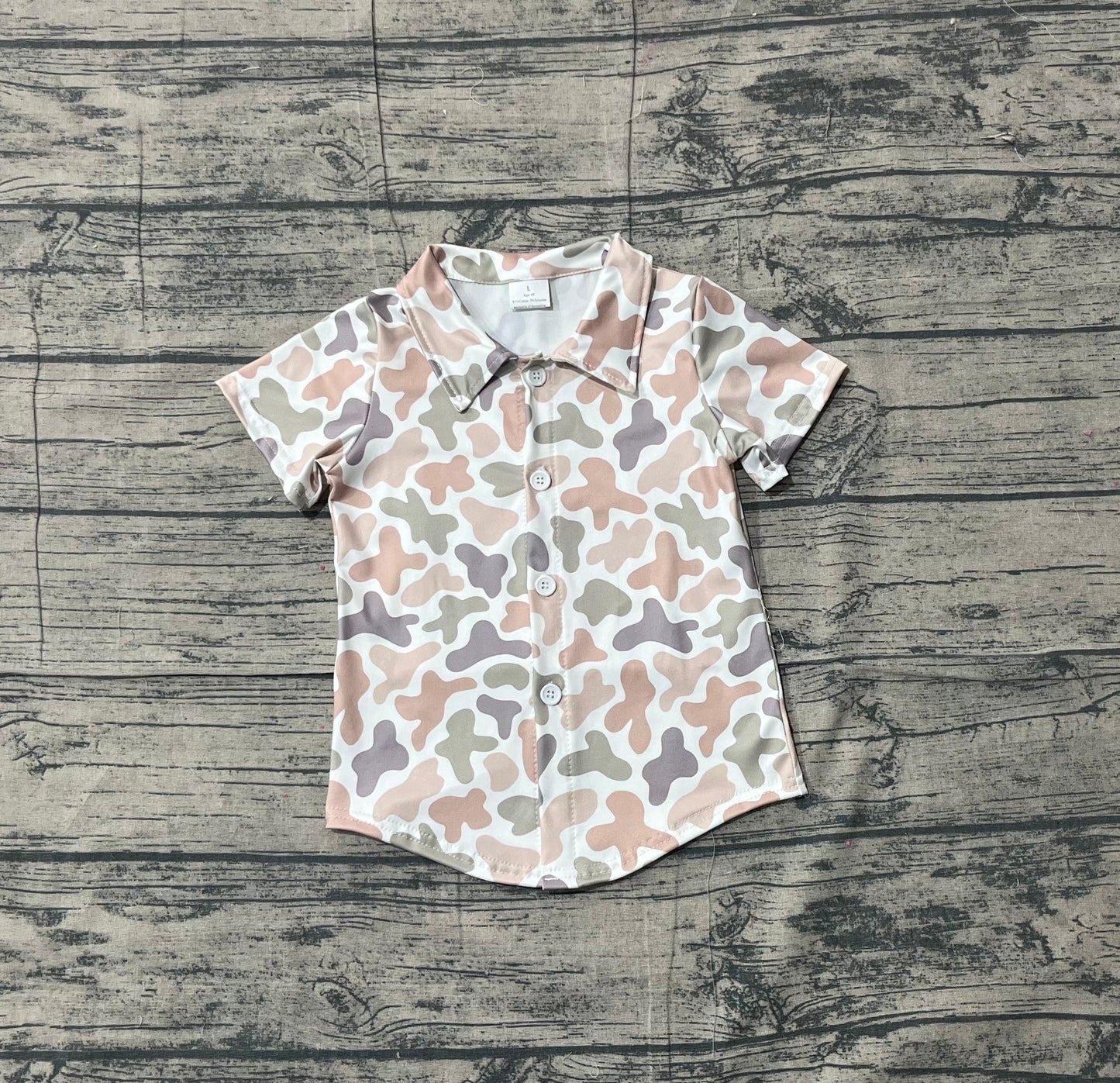12.10 BT1564 Sample No Moq Baby Boys Khaki Camo Southern Button Shirts Top