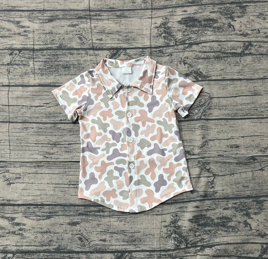 12.10 BT1564 Sample No Moq Baby Boys Khaki Camo Southern Button Shirts Top