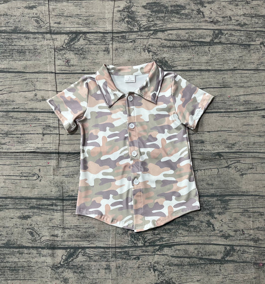 12.10 BT1565 Sample No Moq Baby Boys Grey Camo Southern Button Shirts Top