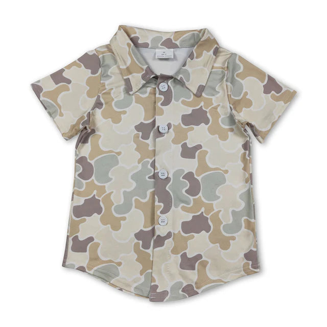 RTS Sibling Baby Boys Short Sleeve Southern Hunting Camo Button Shirts Top