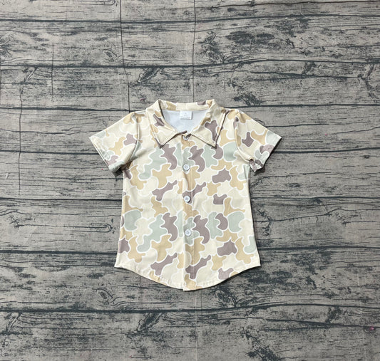 12.10 BT1566 Sample No Moq Baby Boys Khaki Camo Southern Button Shirts Top