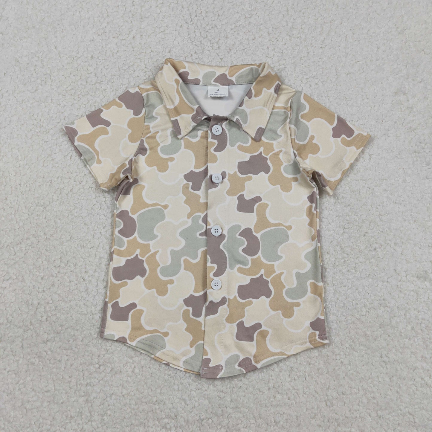 1.6 RTS NO MOQ （In stock）BT1566 Baby Boys Southern Khaki Camo Button Shirts Top