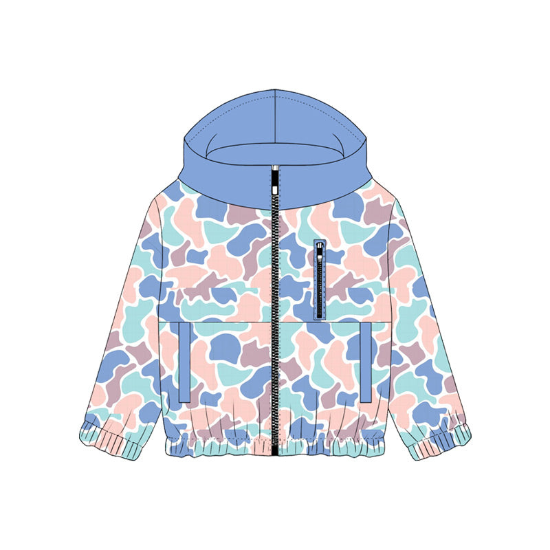 11.18 BT1571 Pre order No Moq Baby Boys Blue Camo Southern Pockets Zipper Hoodie Jackets