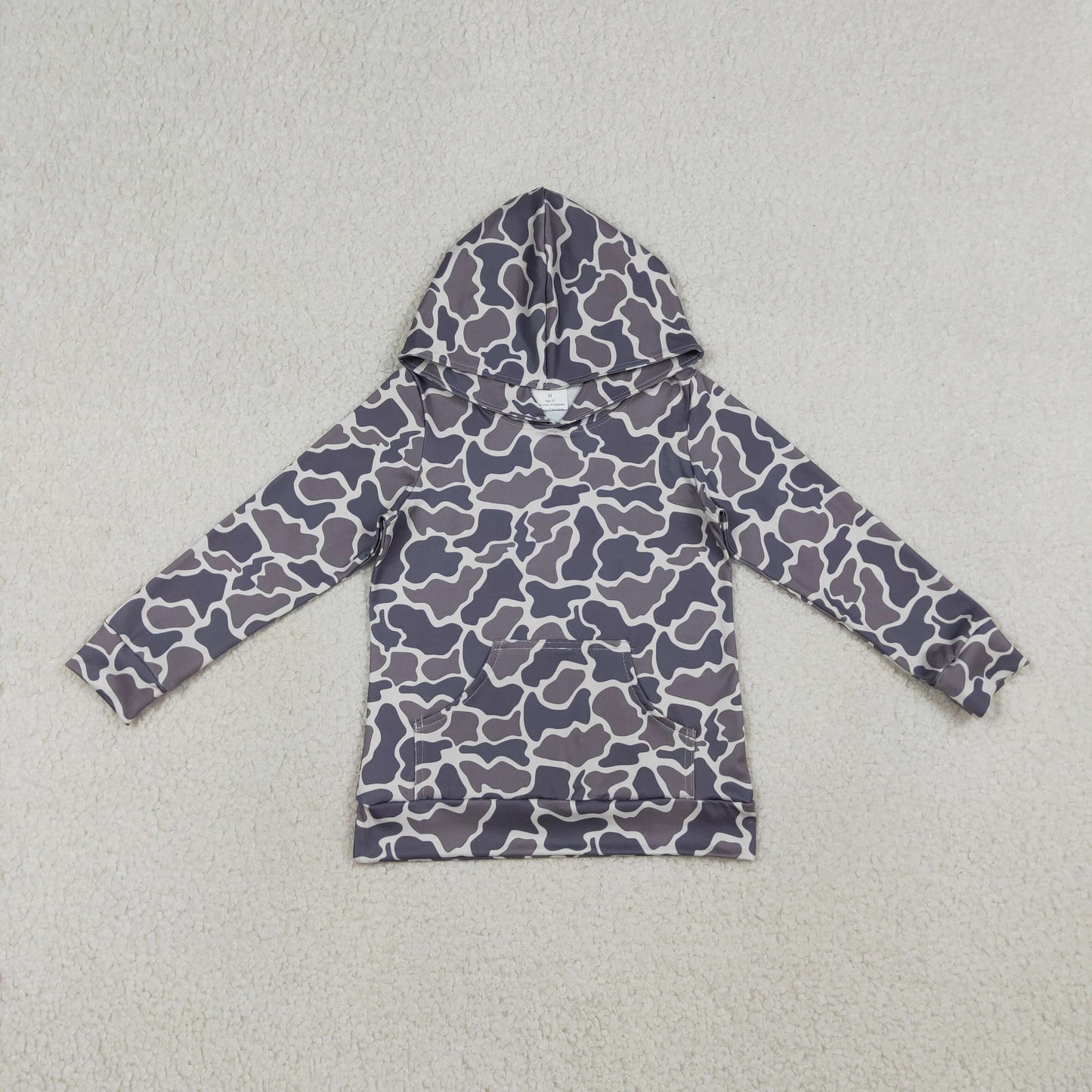 3.18 RTS NO MOQ （In stock）BT1572 Baby Boys Long Sleeve Dark Grey Camo Pockets Hoodies Top