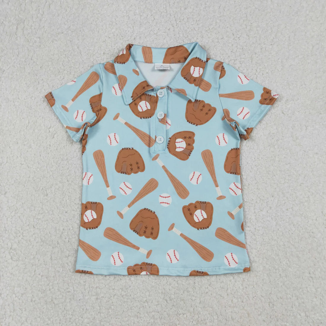 12.24 RTS Sibling Baby Boys Short Sleeve Baseballs Button Team Polo Shirts Top