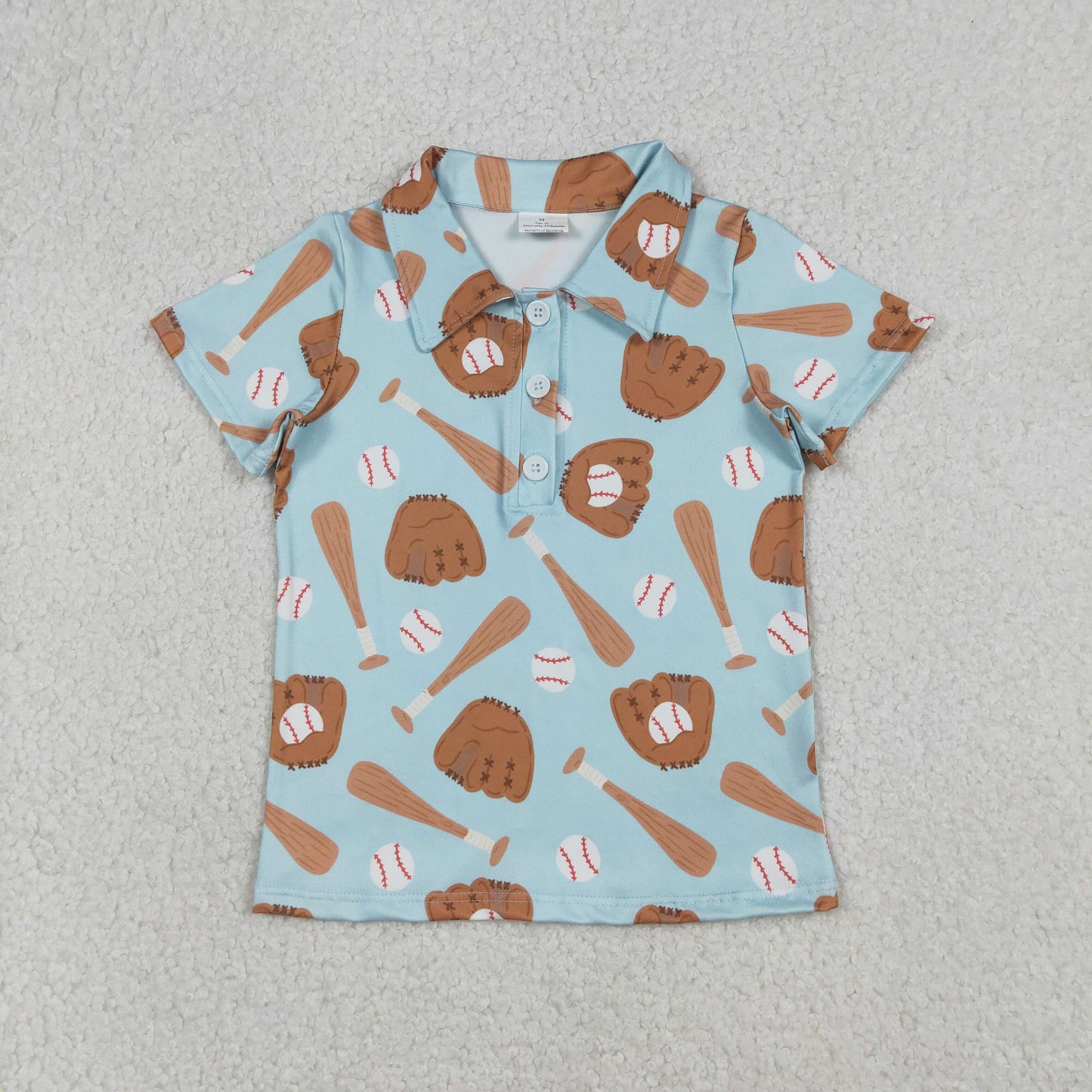 12.24 RTS NO MOQ （In stock）BT1579 Baby Boys Baseballs Team Button Polo Shirts Top