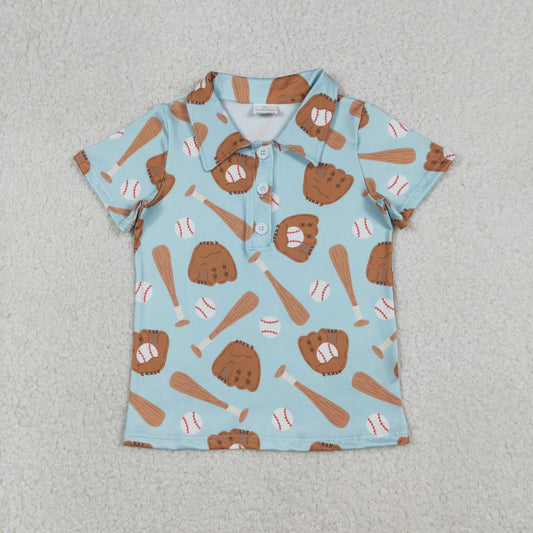 12.24 RTS NO MOQ （In stock）BT1579 Baby Boys Baseballs Team Button Polo Shirts Top