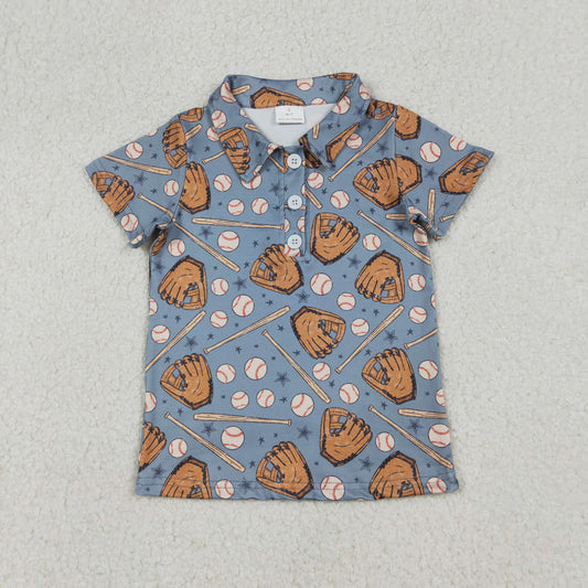 12.24 RTS NO MOQ （In stock）BT1581 Baby Boys Stars Baseballs Team Button Polo Shirts Top