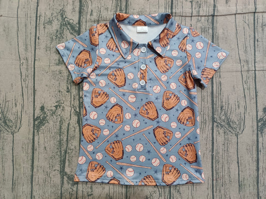 12.9 BT1581 Sample No Moq Baby Boys Stars Baseballs Team Button Polo Shirts Top