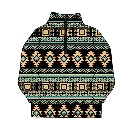 11.19 BT1590 Pre order No Moq Baby Boys Long Sleeve Western Aztec Zipper Pullovers Top