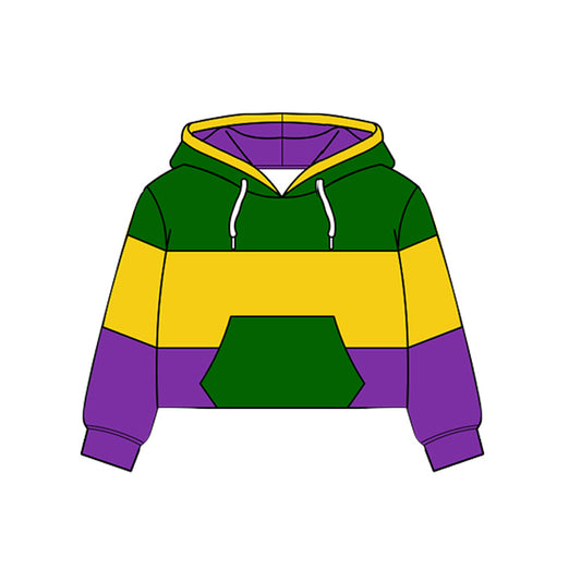 11.20 BT1604 Pre order No Moq Yoga fabric Baby Boys Long Sleeve Mardigras Pockets Yoga Hoodies Top