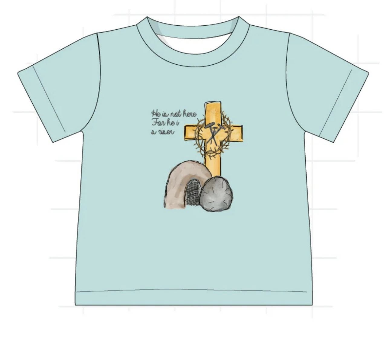 11.21 BT1605 Pre order No Moq Baby Boys Short Sleeve Crosses Easter T-shirts Top