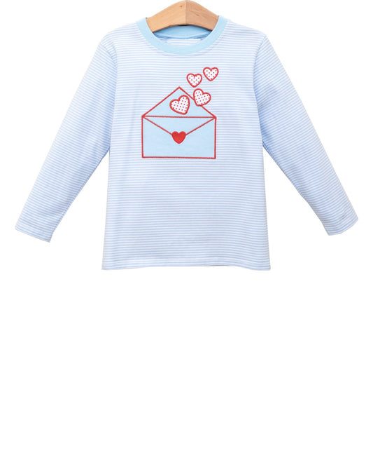 12.5 BT1642 Pre order No Moq Baby Boys Long Sleeve Stripe Hearts Letters Valentines T-shirts Top